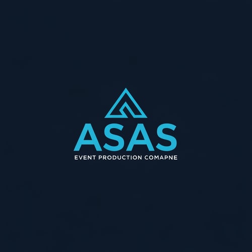 AI Design for A Modern logo for an event production comapny that includes the letter 'ASAS' with an acent colour of blue