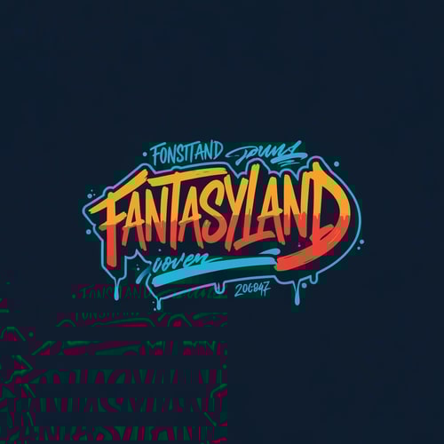AI Design for fantasyland in a modern graffiti style lettering