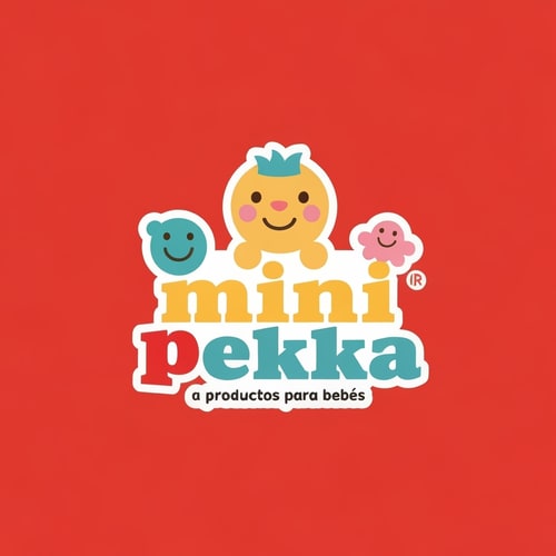 AI Design for Tenemos una empresa de productos para bebes que se llama mini pekka. crea un logo alegre y amigable