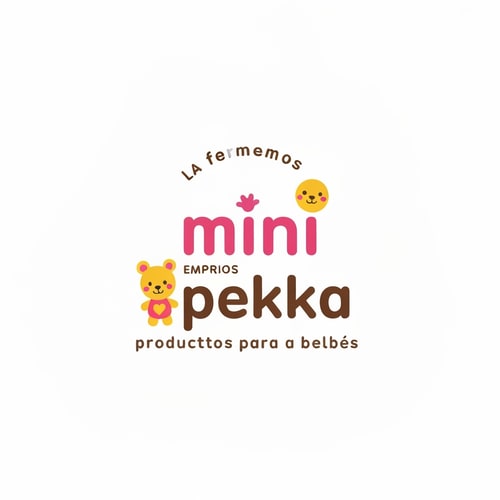 AI Design for Tenemos una empresa de productos para bebes que se llama mini pekka. crea un logo alegre y amigable
