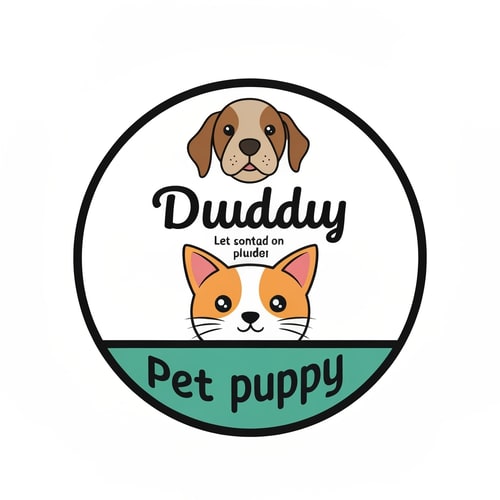 AI Design for pet logo dodo puppys with cat and dog