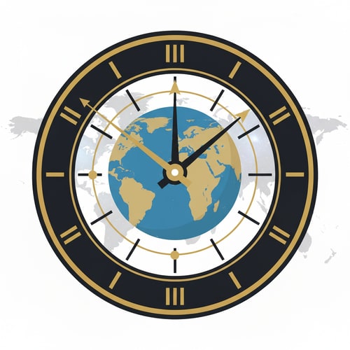 AI Design for make picture of the world as a clock add the globe at the background