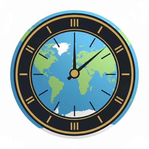 AI Design for make picture of the world as a clock add the globe at the background