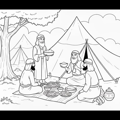 AI Design for add lamb chops to the dishes, make tents larger