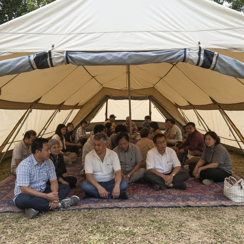AI Design for make visitors sitting on the ground, the tent bigger style of beduin tent