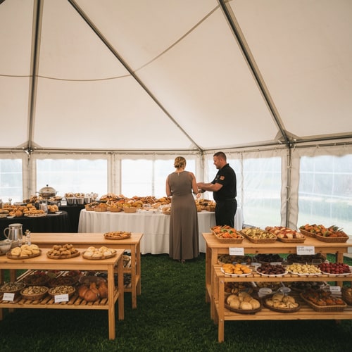 AI Design for add food serving, make tent bigger