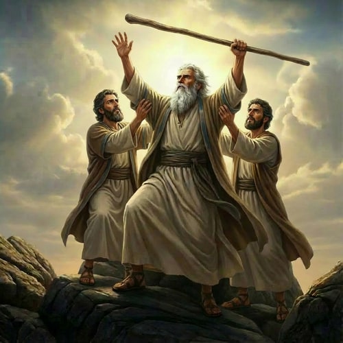 AI Design for Add aharon and Hur holding moses's hands