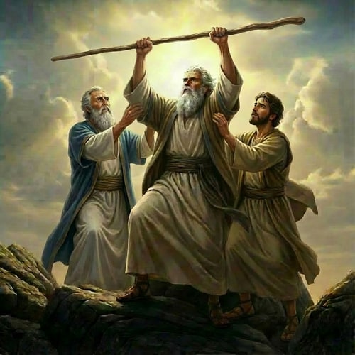 AI Design for make Moses holding the staff with both of his two hands