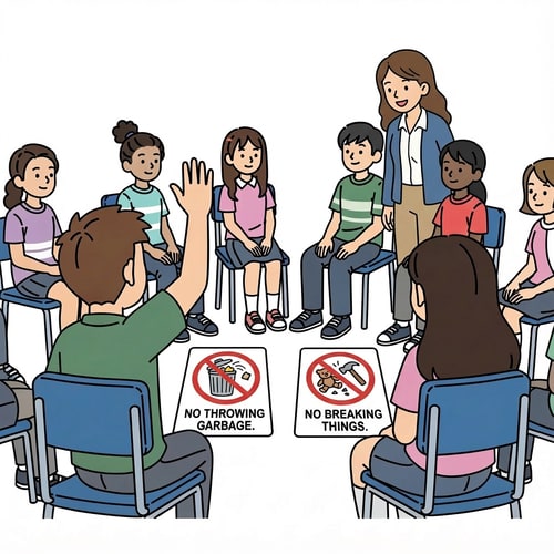 AI Design for clip art of no throwing garbage and no breaking things