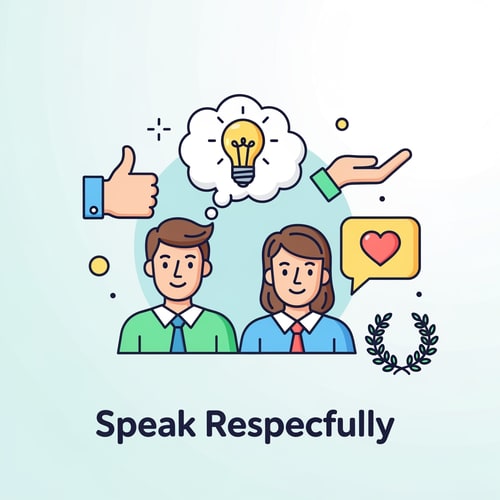 AI Design for clip art of speaking respectfully