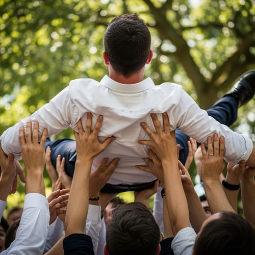 AI Design for fix the fingers of those holding the man in the middle