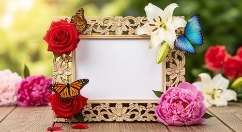 AI Design for תן לי מסגרת עם פרחים ופרפרים