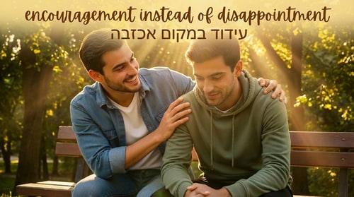 AI Design for add writing: עידוד במקום אכזבה