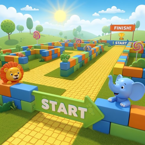 AI Design for make a maze for 6 year olds