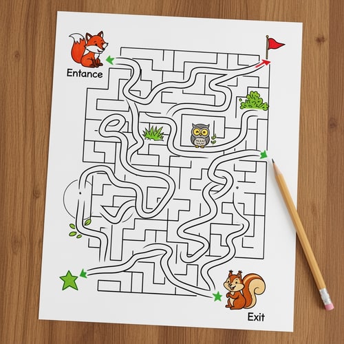 AI Design for עשה לי מבוך לגיל 7 על דף