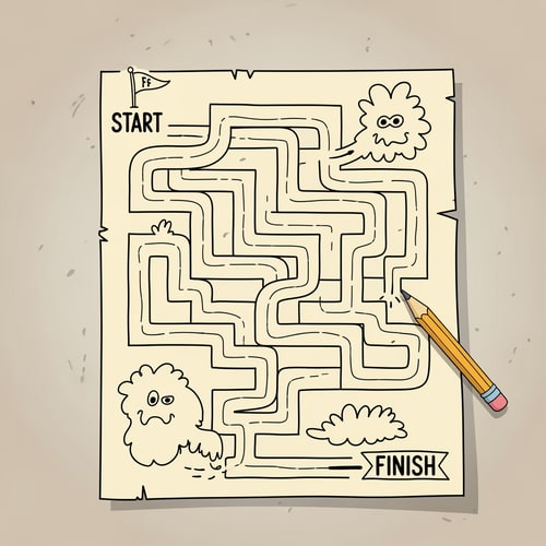 AI Design for עשה לי מבוך לגיל 7 על דף