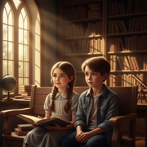 AI Design for picture depicting a wise girl and boy