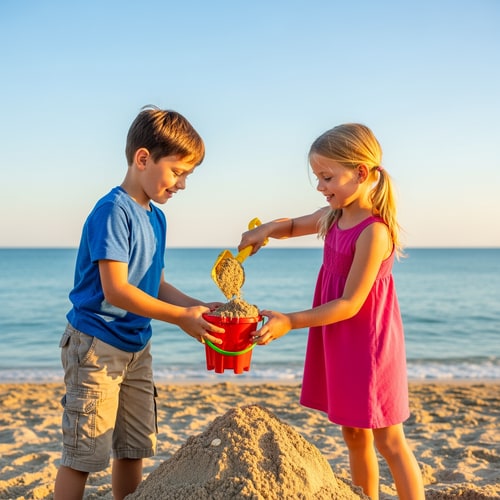 AI Design for make a picture of a boy and girl helping each otjer