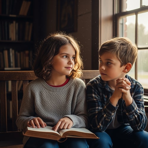 AI Design for picture depicting a wise girl and boy