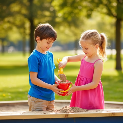 AI Design for make a picture of a boy and girl helping each otjer