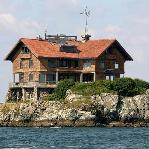 AI Design for make the house with red bricks on the roof and brown walls