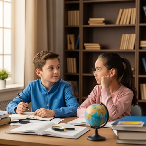 AI Design for picture of a boy and a girl with a smart look