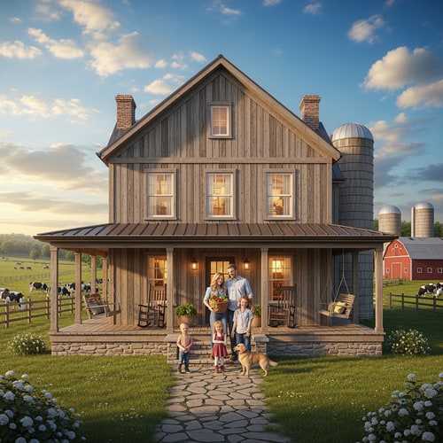 AI Design for picture of a farm family home