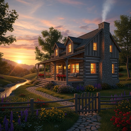 AI Design for photo  of a wooden i country home