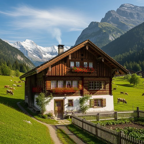 AI Design for photo  of a swiss country home