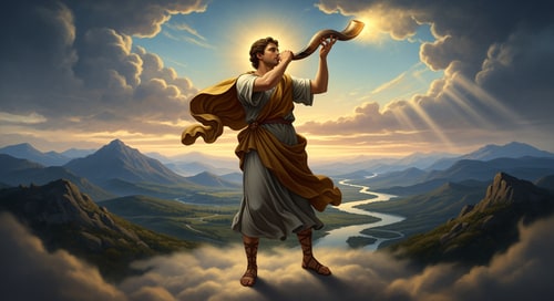 AI Design for מלאך גבר בלי כנפיים תוקע בשופר