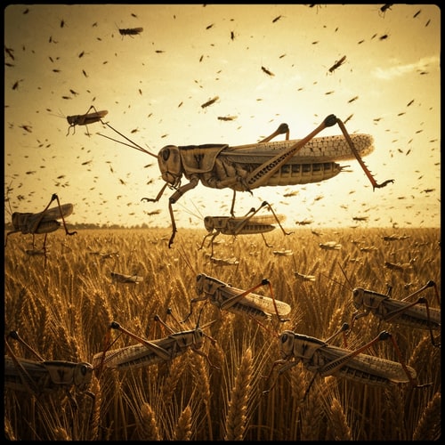 AI Design for create a picture  of a sworn of locusts