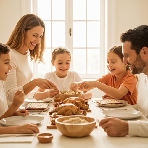 AI Design for make a picture of family sitting around a passover table