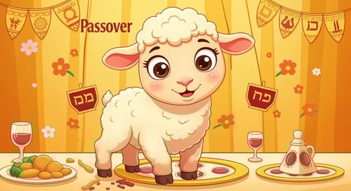 AI Design for make a cartoon of a  passover lamb slain
