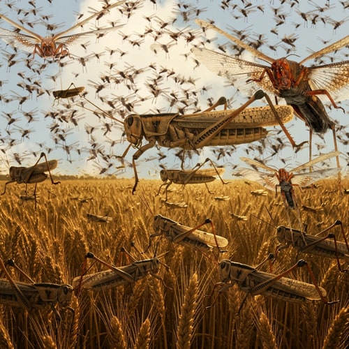 AI Design for create a picture  of a sworn of locusts with both of these features