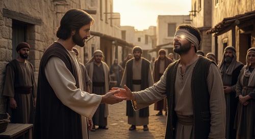 AI Design for picture of jesus healimg the blind man