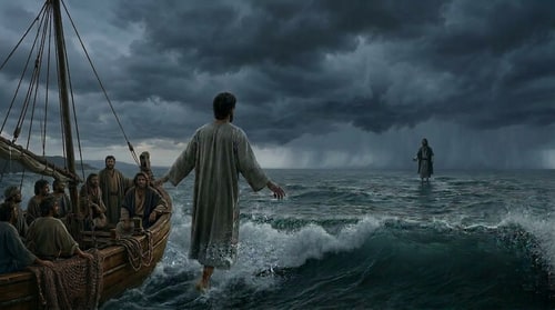 AI Design for make the skies with more rain clouds. no special light behind jesus