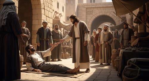 AI Design for picture of jesus healing the lame man