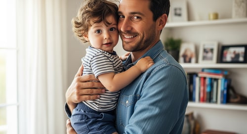AI Design for make picture of a child in his fathers arms