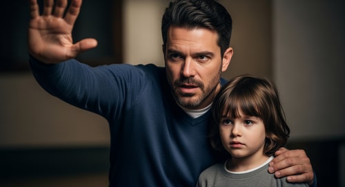 AI Design for make picture of a father protecting his child