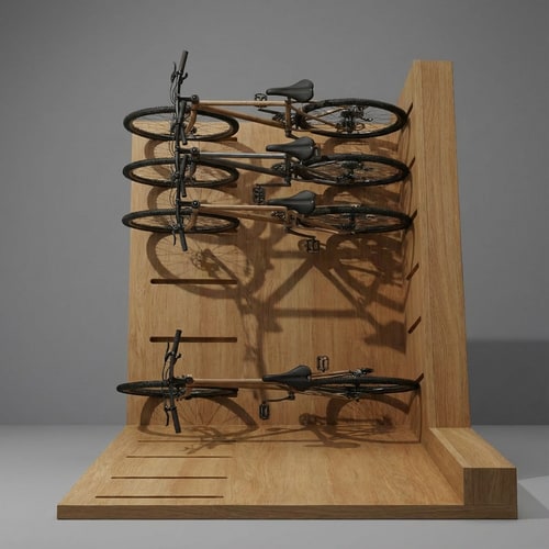 AI Design for Rotate the entire image so that the bicycle wheels appear parallel to the floor