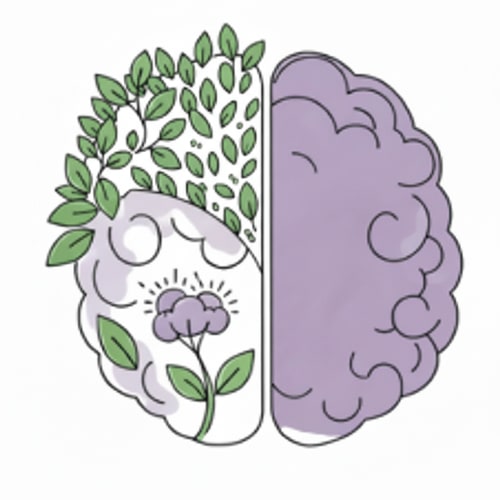 AI Design for Change the green background to white in the upper-left area of the brain and remove half of the small leaves in that space, while keeping the long branches with leaves.