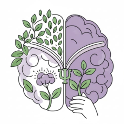 AI Design for I want the Psi (Ψ) symbol to be the element that divides the brain into four parts. Remove the current separation created by the two bars; I do not want those bars to appear anymore. Instead, place the Psi symbol in the same position and style as the bars, so that it clearly divides the brain into four sections while matching the overall aesthetic of the original design.