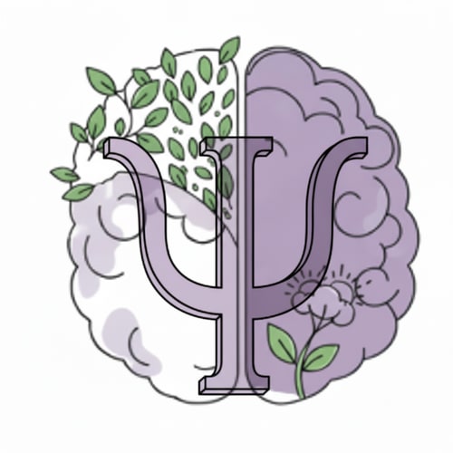 AI Design for Change the green background to white in the upper-left area of the brain and remove most of the small leaves in that space, while keeping the long branches with leaves. In the upper-left area of the brain, remove the loose and individual leaves along the edge, but keep the leaves that are part of branches, leaving only a few within that space. Remove the roots in the lower-right area. Insert the Psi (Ψ) symbol into the design as a very thin 3D element, outlined in black, with colors that match the brain region it crosses. The symbol should be the size of the brain and appear as a single unified design, dividing the brain into four parts, with each part retaining its original colors and patterns. the symbol is psi Ψ