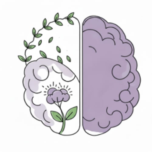 AI Design for Change the green background to white in the upper-left area of the brain and remove most of the small leaves in that space, while keeping the long branches with leaves. In the upper-left area of the brain, remove the loose and individual leaves along the edge, but keep the leaves that are part of branches, leaving only a few within that space. Remove the roots in the lower-right area.