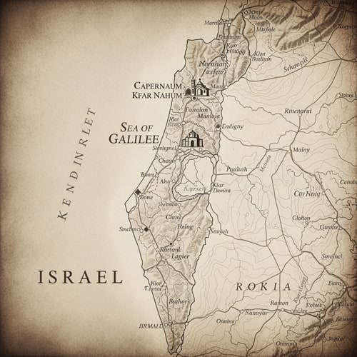 AI Design for תיצור לי תמונה של כפר נחום על מפת ישראל