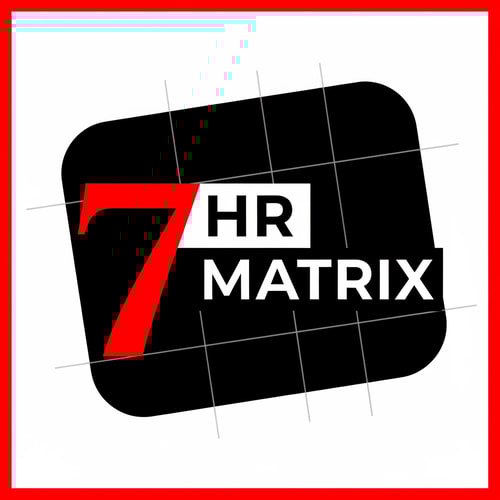 AI Design for my logo name is 7 hr matrix for hrms project with red , black, white theme