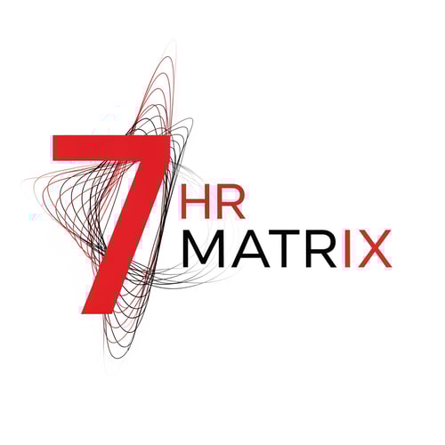AI Design for my logo name is 7 hr matrix for hrms project with red , black, white theme