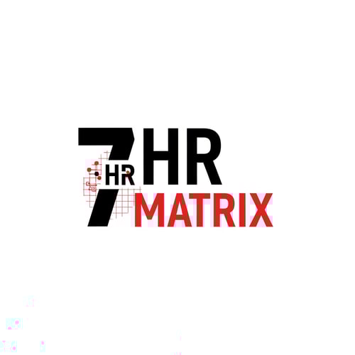 AI Design for my logo name is 7 hr matrix for hrms project with red , black, white theme