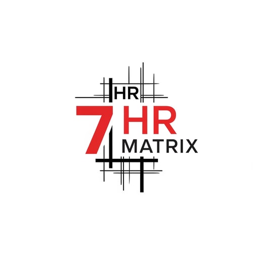 AI Design for my logo name is 7 hr matrix for hrms project with red , black, white theme