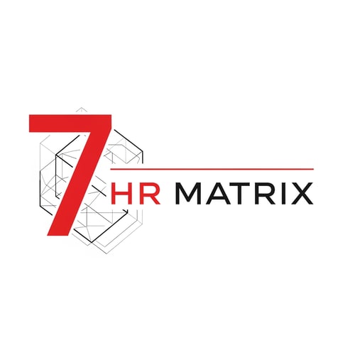 AI Design for my logo name is 7 hr matrix for hrms project with red , black, white theme